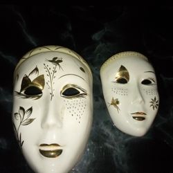 2  VENETIAN PORCELAIN MASKS