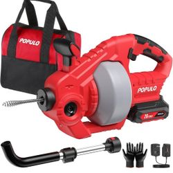 20V Cordless Electric Drain Snake, 25Ft