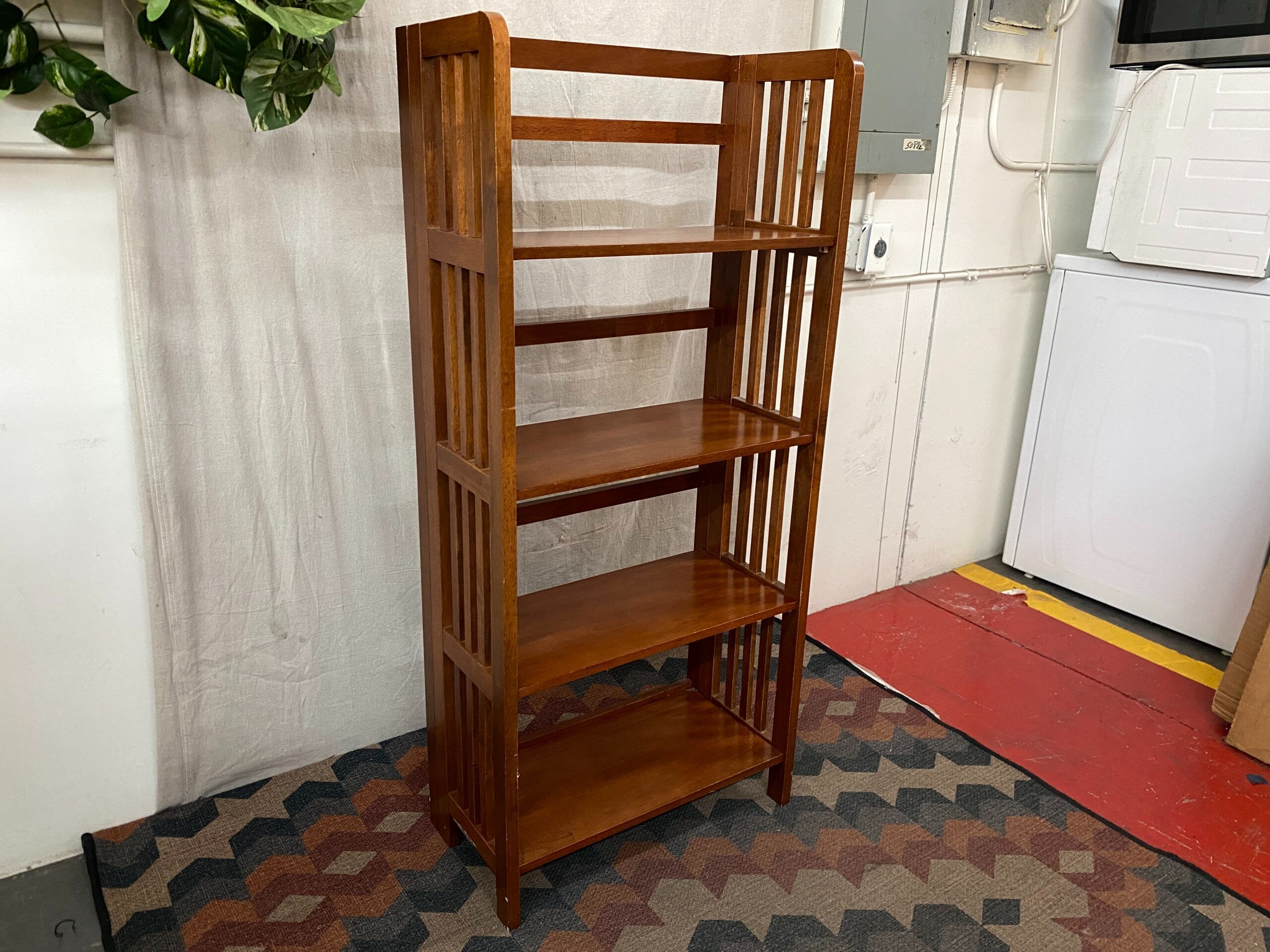 Wooden 4-Shelf Folding Bookcase