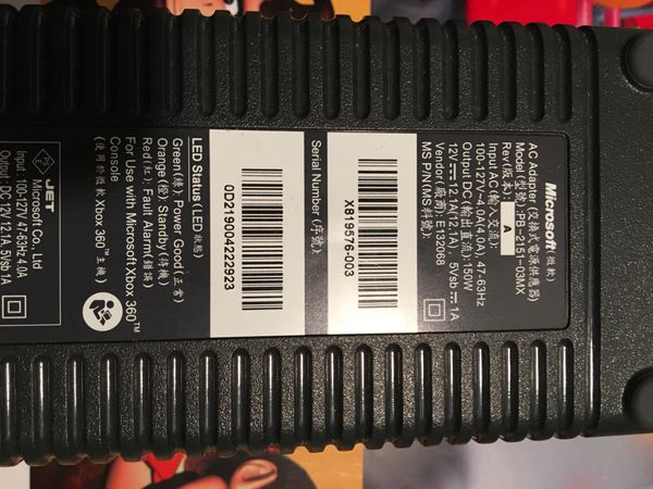 original xbox cords for sale Power ac adapter for xbox 360 console original 220v 203w with.