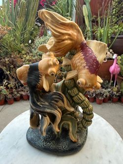 Large Ceramic Koi Fish Sculpture
