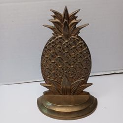 Vintage Yield House Made In India Brass Pineapple Home Decor Bookend