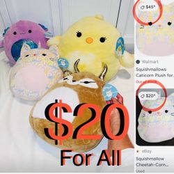 $20 for All Brand New Large Squishmallows like new 22”,20”,16”,14” all with Tags