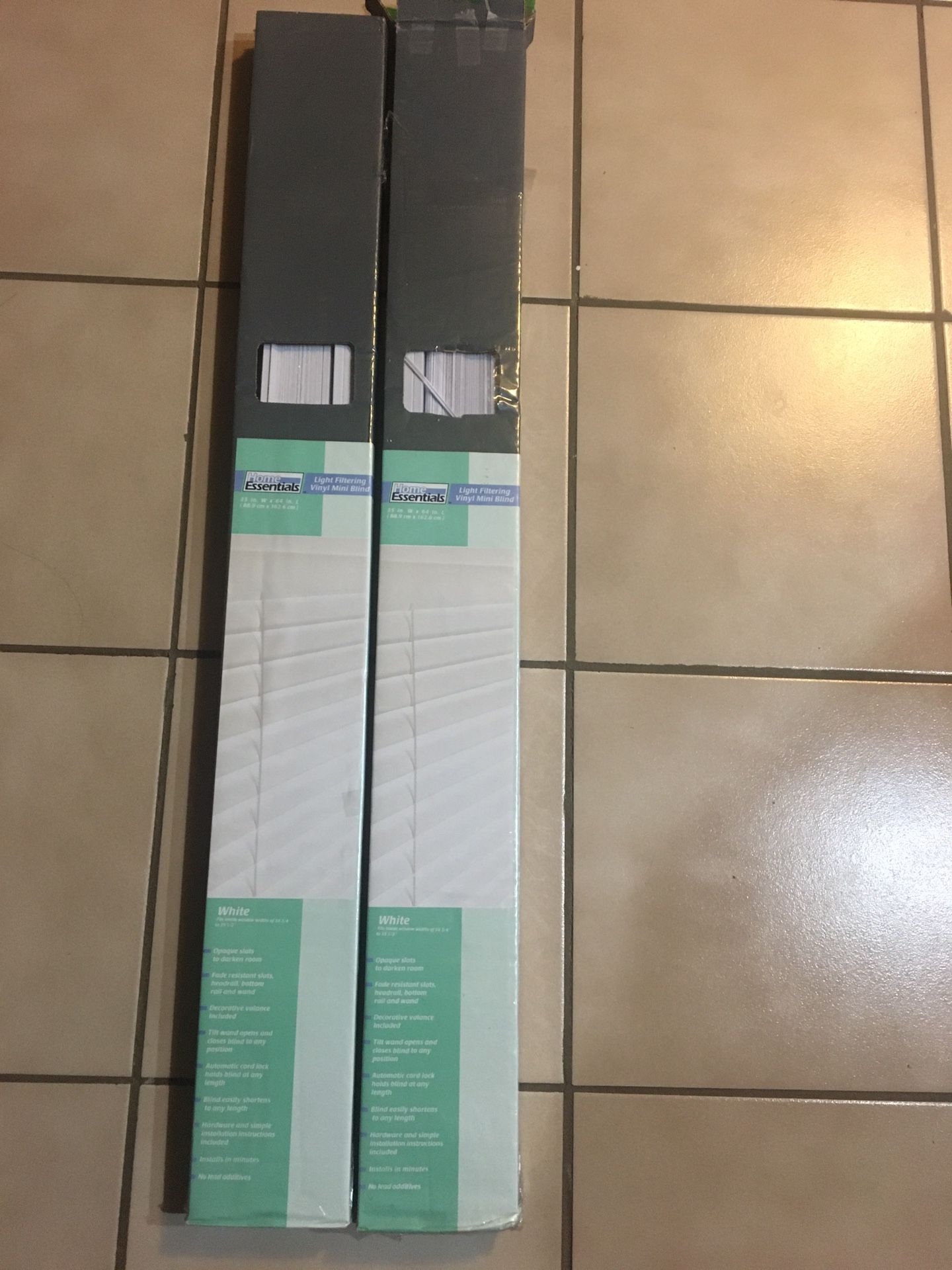 White Mini-blinds fits 35”X64” window (2 sets)