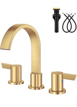 Brushed Gold Widespread Bathroom Faucet