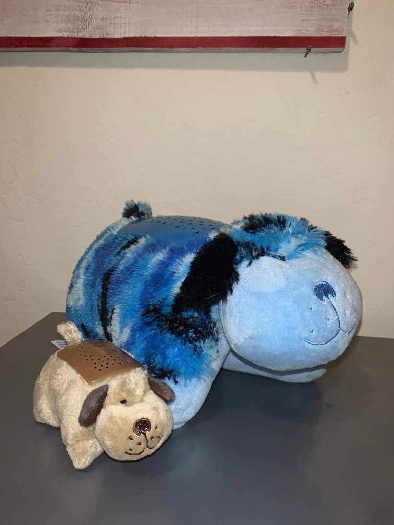 X2 PILLOW PETS DREAM LITES BLUE CAMO DOG PUPPY NIGHTLIGHT NIGHT LITE LIGHTING STUFFED ANIMAL PLUSH PILLOW COLLECTABLES