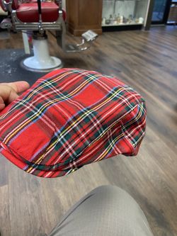 Red plaid newsboy golf Scottish hat