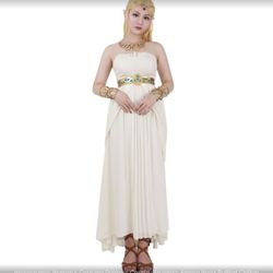 Miccostumes Women's Princess Cosplay Strapless Party/Wedding Dress, Empire Waist, Ruffled Chiffon (size small)