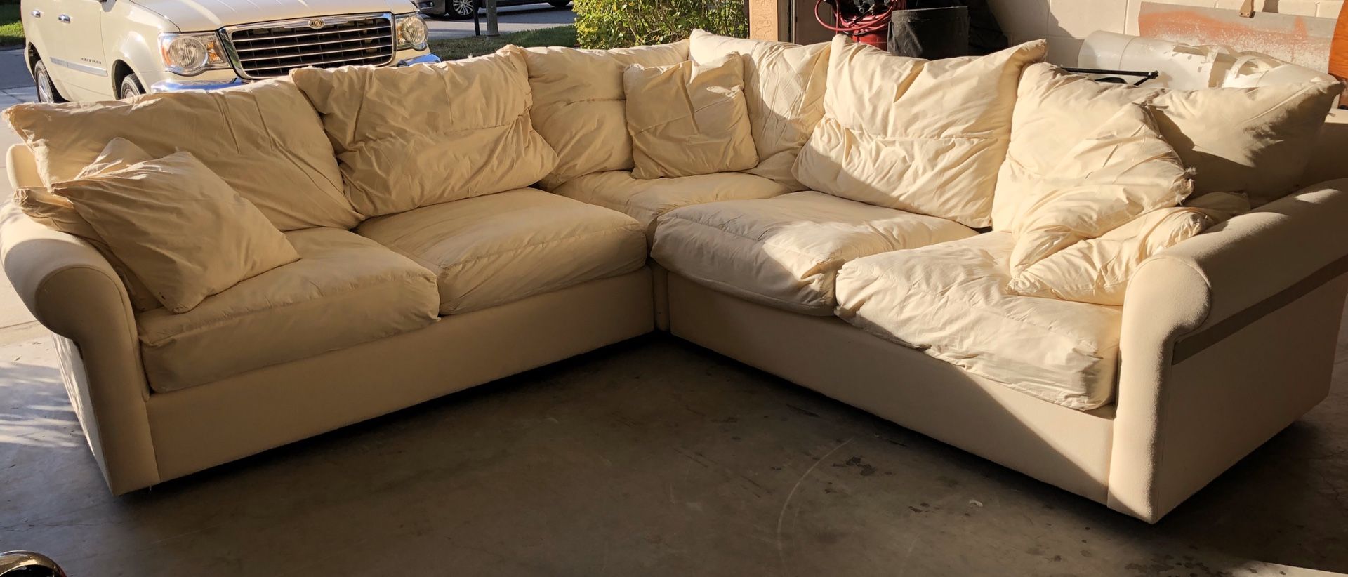 Sectional couch with slipcover