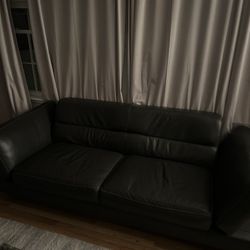 Z Gallerie Genuine Leather Sofa & Armchair Set - Charcoal ($3700 Retail)