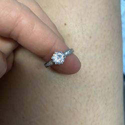 Quartz And  Sterling Silver Engagement Ring 