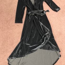 New Large Gray Velvet Stretchy Dress