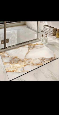 Marble Patterned Bath Mat