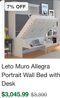 NEW IN BOX FULL SIZE MURPHY BED with DESK (NO MATTRESS INCLUIDED)