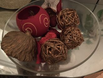 Holiday Gold & Wine Potpourri in Elegant Glass Dish