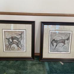 Set of 2 FramedAbstract Antelope Art