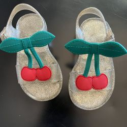 Carter's Toddler Cherry Glitter Jelly Rubber Sandals Gold US 7