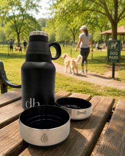 3-in-1 Dog Water Bottle 32 oz with Food Bowl, Leakproof Travel Bottle