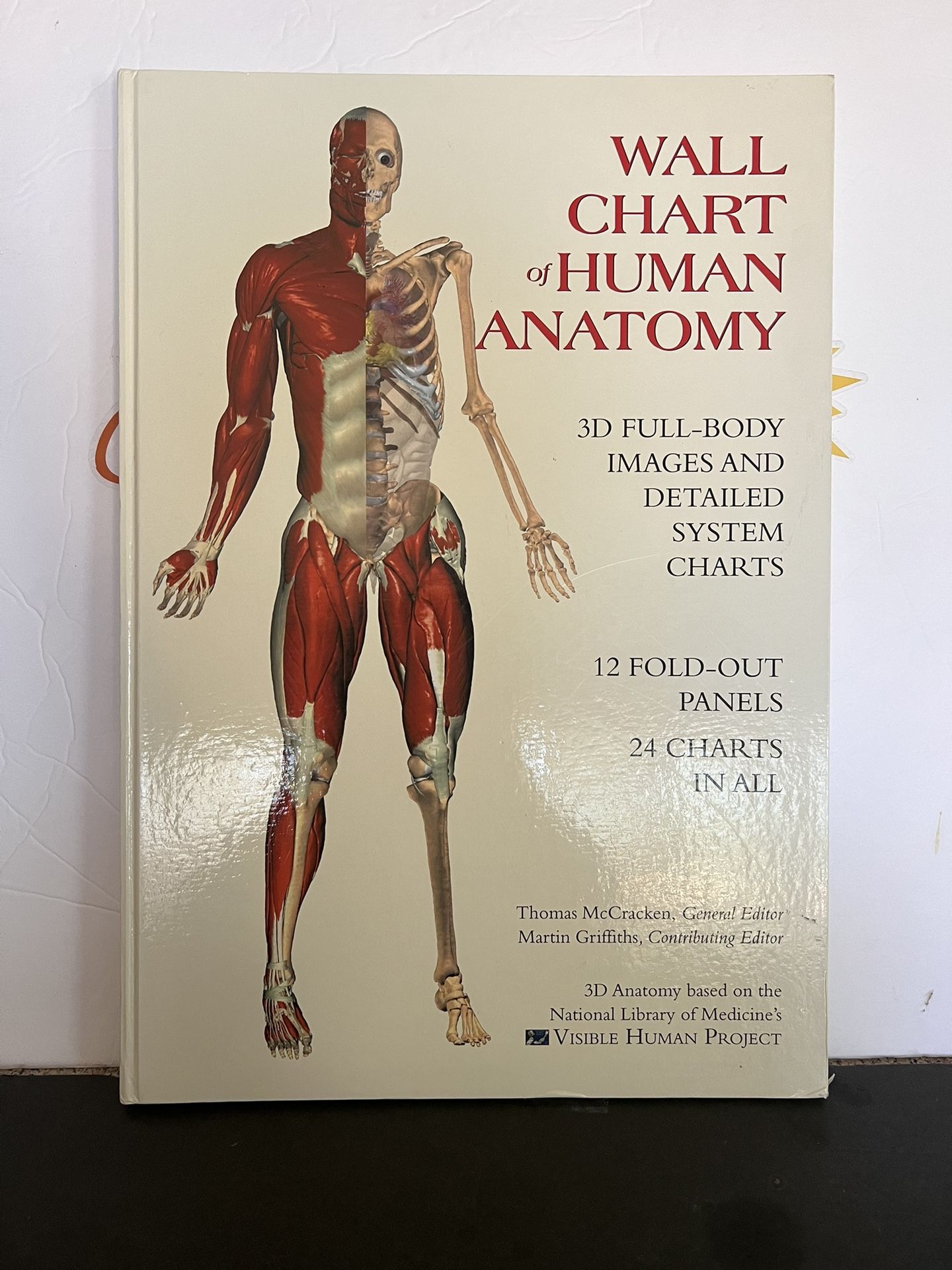 BOOK - HARDCOVER BOOK “ WALL CHART OF HUMAN ANATOMY ! 24 CHARTS IN ALL! 12 FOLD OUT PANELS. 18 INCH LARGE BOOK! EDUCATIONAL