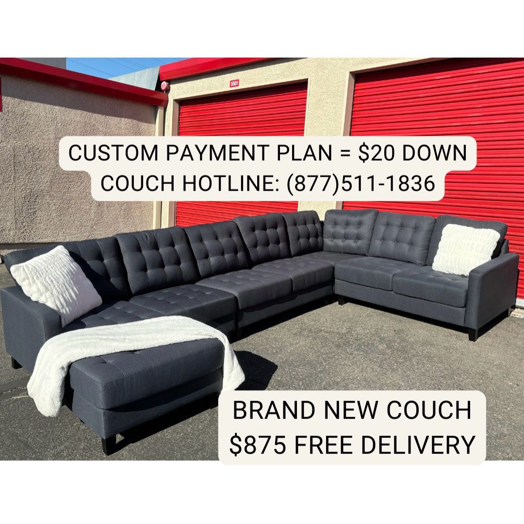 Buy Now, Pay Later Available! Brand New Ash Blue Sectional - Free Delivery 
