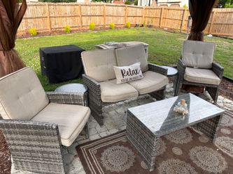 5 piece patio set with cushions