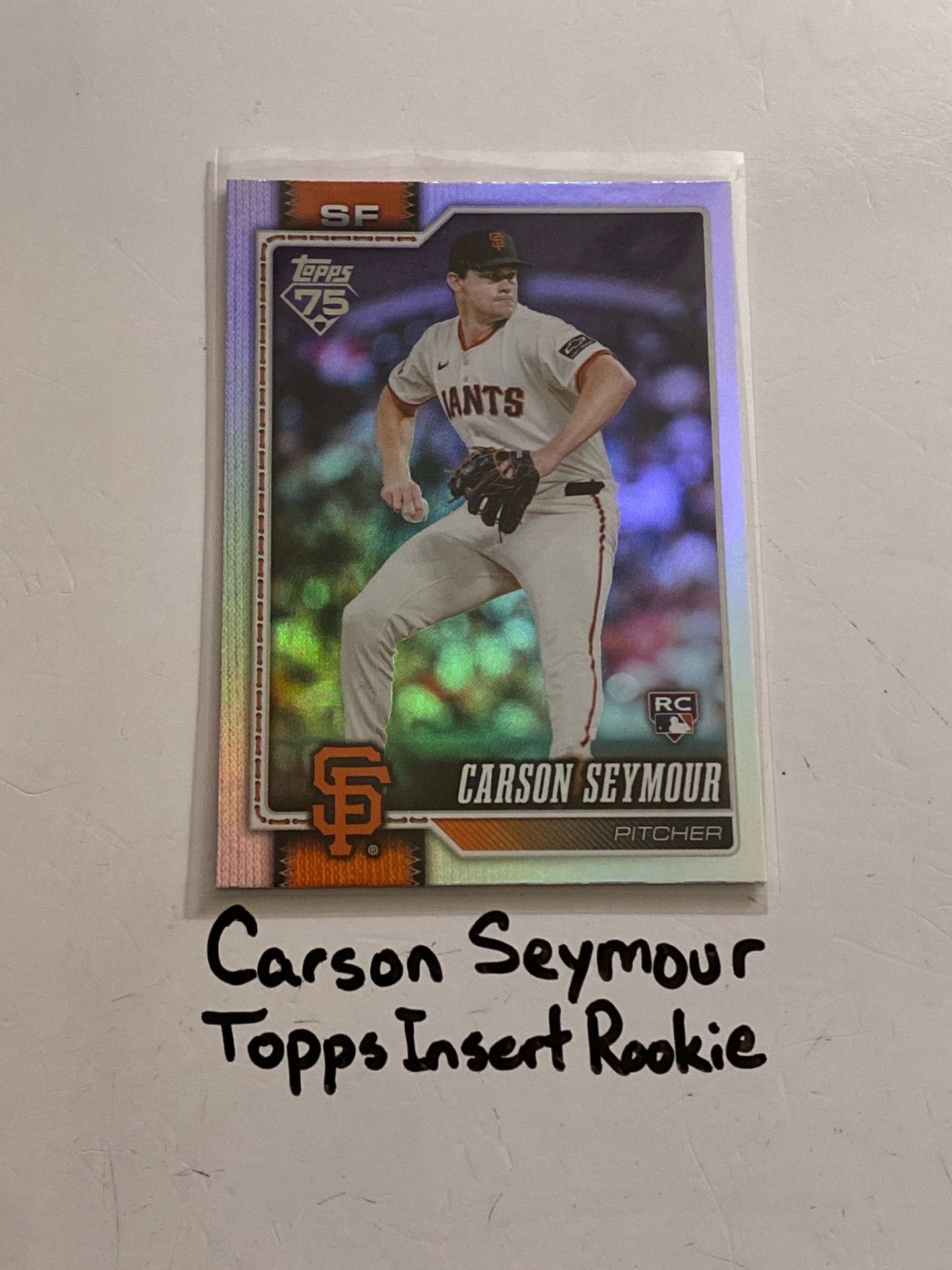 Carson Seymour San Francisco Giants Pitcher Topps Short Print Insert Rookie Card.