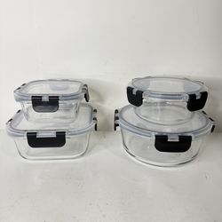 9 Pack Glass Food Storage Containers with Lids, Meal Prep Containers, Airtight Bento Boxes with Leak Proof Locking for Microwave, Oven, Freezer and Di