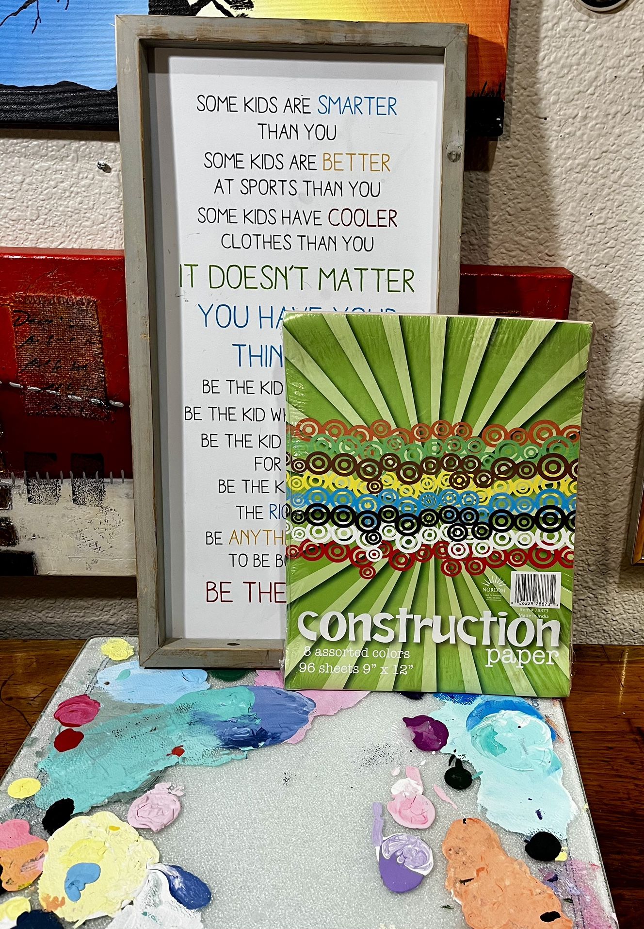 REALLY FUN CRAFT & COLORFUL SET OF BEAUTIFUL CUTTING BOARD TURNED PAINTING 🎨 PALATE & WALL DECOR ENCOURAGING KINDNESS & SEALED STACK OF⬇️