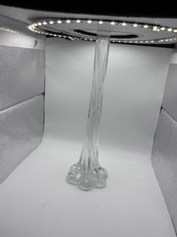 Murano Elephant foot Bud Vase Clearelegant Twisted And Ribbed 
