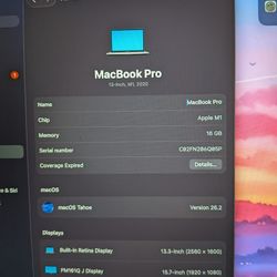 MacBook Pro M1 16GB 500 GB **Needs New Screen**