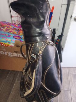 Left Handed, Golf Clubs W/ Leather Bag