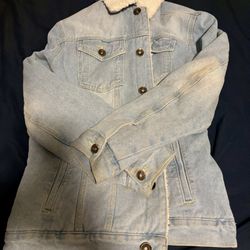 Sherpa Lined Light Wash Denim Jean Jacket M