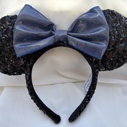 Disneyland Mickey Ears - Black With Blue Bow