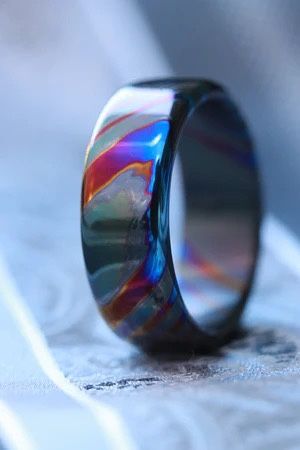 10mm ZrTi ring timascus ring mokuti ring (polished finish) zirconium titanium