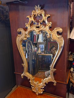 Vintage Italian Giltwood Wall Mirror – Louis XV Baroque Style