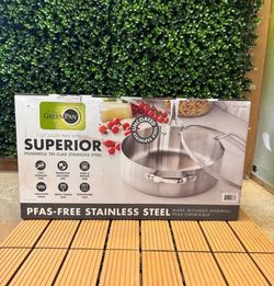 GreenPan Superior 5 Qt Stainless Steel Sauté Pan with Lid