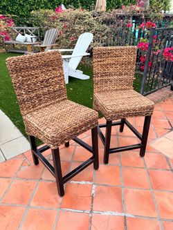 Set of 2 Woven Seagrass Counter-Height Stools – 24”