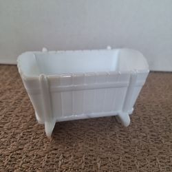 Vintage Milk Glass Baby Cradle Planter
