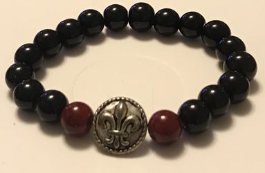 Men’s Black Agate Beads with silver accent bead