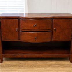 Cherry Wood Sideboard / TV Stand – Solid Wood, Curved Front