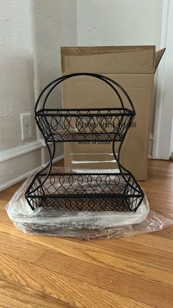 2 tier Black wire basket