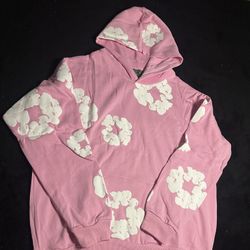 PINK DENIM TEAR HOODIE 