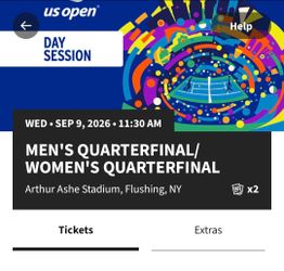 US Open Quarterfinals Tickets (2 tickets)
