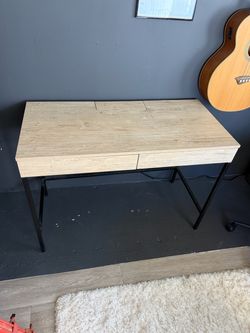 Modern industrial desk with with storage and build in outlets