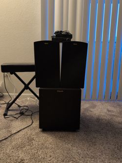 Klipsch Bookshelf Speakers, Subwoofer and Amp