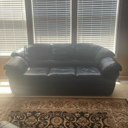Black Leather Couch – Great Condition, Comfortable