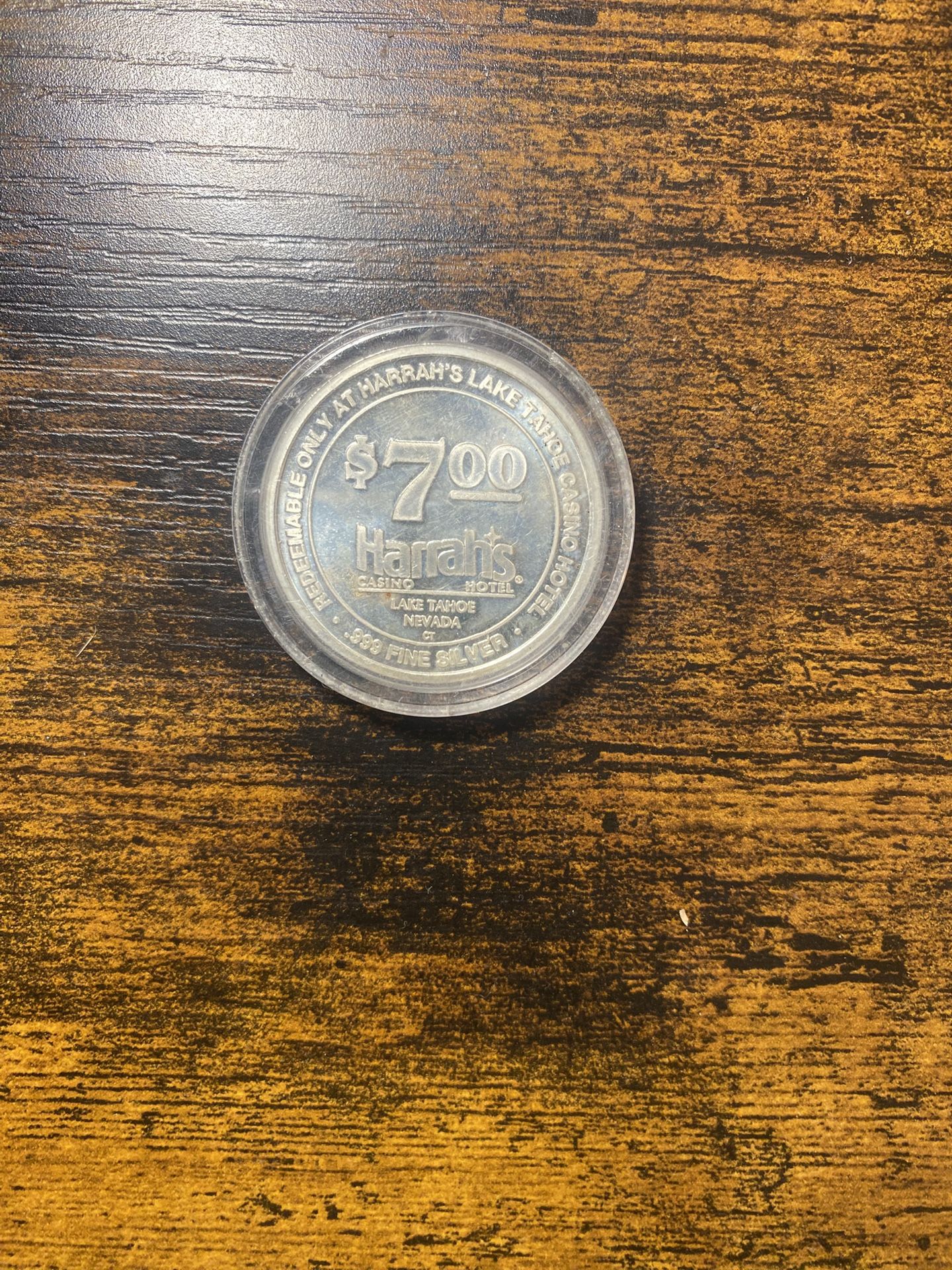 HARRAH'S RENO (NV ) SEVEN DOLLAR CASINO TOKEN ~.999 SILVER Coin