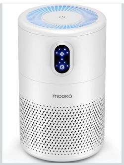 MOOKA Air Purifiers for Home Large Room up to 1076ft², H13 True HEPA Air Filter Cleaner, Odor Eliminator, Remove Smoke Dust Pollen Pet Dander, Night L