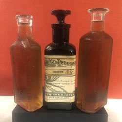 Vintage, Glass Medicine Bottle —lot Of 3
