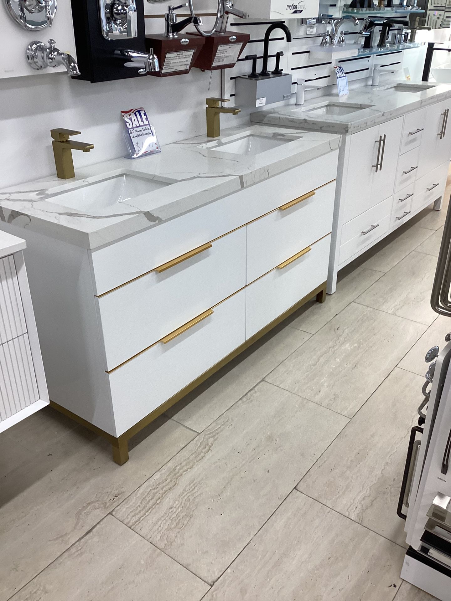 60” Bathroom vanity Cabinet New Solid Wood Fully Assembled With Quartz Top 2 Double Sinks Softclose Drawers Ready For Pick Up Today